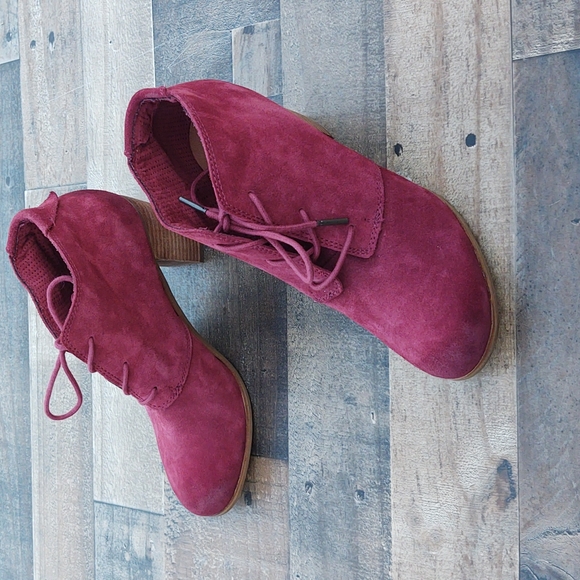 Toms Lunata Oxblood Burnished suede Block heel Bootie sz 9 EU 40 - Picture 14 of 15